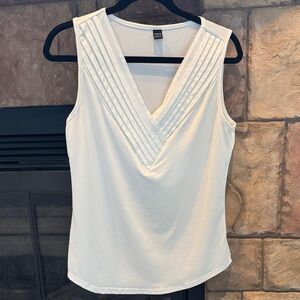 SHEIN White V-Neck Pleated Camisole